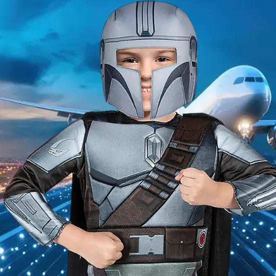 Toddler Mandalorian Costume with Padded Jumpsuit and Cape {4}