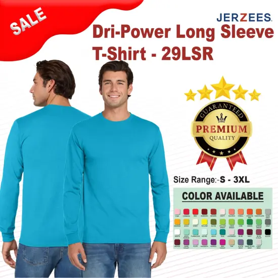 JERZEES&reg; Dri-Power Long Sleeve Crewneck T-Shirt True red {2}