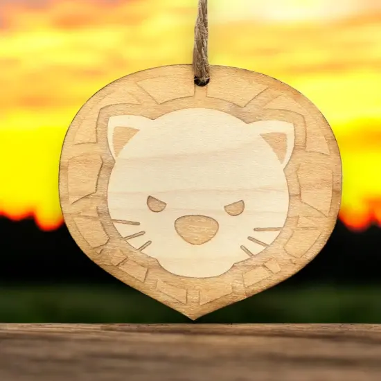Ornament - Cute Lion - Raw Wood 3x2in {5}