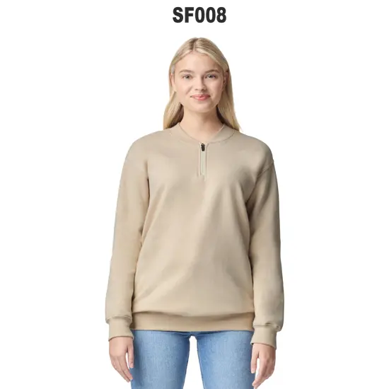 Gildan&reg; Unisex Softstyle Midweight 1/4 Zip Long Sleeve Sweatshirt Off White {3}