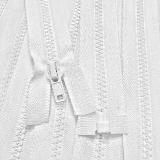 White Molded Plastic Jacket Zipper 28 Inches 5MM Separating {1}