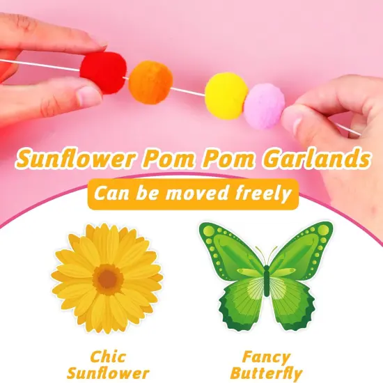 4Pcs Spring Banner Decorations Spring Butterfly Flowers Garland Kits Sun Flowers Hanging Swirl Birthday Party Supplies {2}