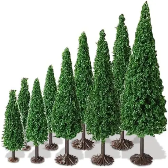 Model Cedar Trees 10PCS Train Scenery Landscape Pine Miniature Diorama Trees Mixed Model {4}