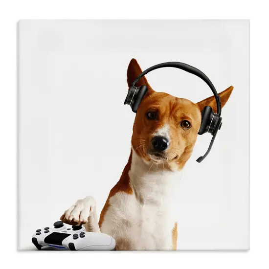 Stupell Industries Gaming Dog with Headset Canvas Design by CAD Designs {1}
