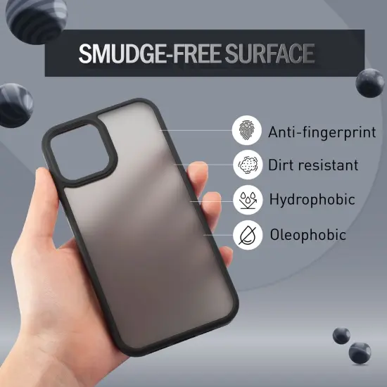 Insten Compatible with iPhone 12 Pro Case & iPhone 12 Case 6.1 inch, Translucent Matte Hybrid Cover, Anti-Shatter Anti-shock Drop Protection, Wireless Charging, Black {3}