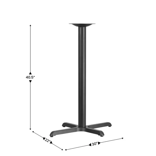 Emma and Oliver 23.5'' x 29.5'' Restaurant Table X-Base with 3'' Dia. Bar Height Column Black {2}