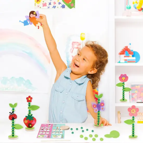 Craft Kit Set for Preschool Kids, Educational Felt & Wood Flower Fairy Kit for Ages 3 4 5 6 7 8, Easy DIY Activity for Boys & Girls, Pack of 6 {5}