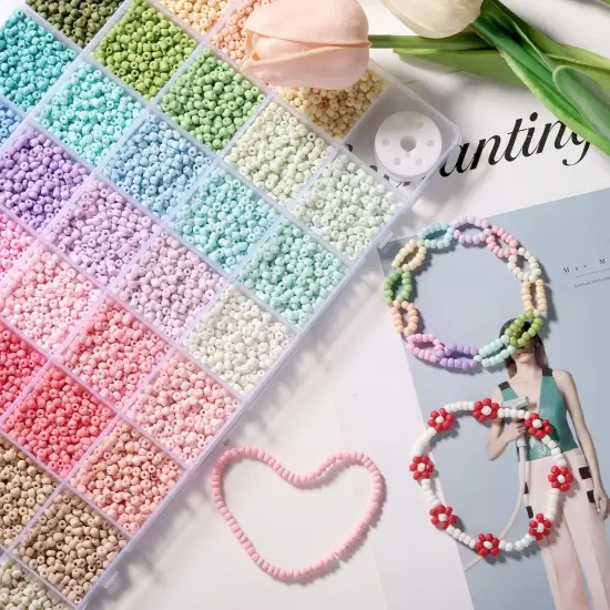 3mm Seed Beads Matte, 39 Colors Frosted Seed Beads for Bracelet Making, Friendship Bracelet Beads for Girls Adults, Small Beads for Jewelry Making DIY Craft {4}