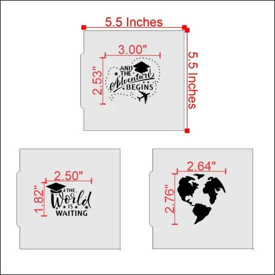 Adventure Graduation 6 Piece Cookie Stencil Set {2}