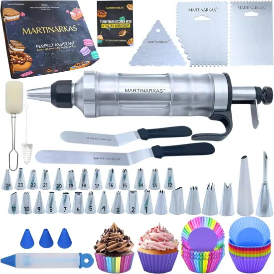 159 Baking Supplies, Icing Gun with 30 Piping Tips, Frosting Piping Kit for Beginners {1}