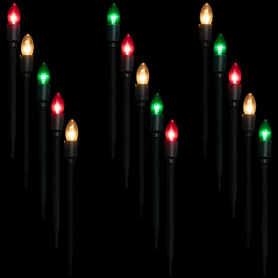Northlight Lighted C9 Outdoor Christmas Pathway Markers - 13" - Multicolor - Set of 15 Red {4}