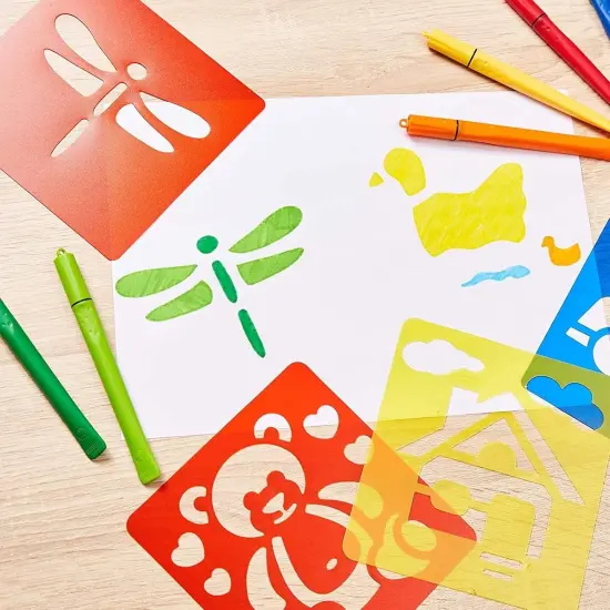 Drawing Stencils, Hollow Out Drawing Templates, Plastic Animal Stencils for Craft Projects (5.6 x 6 Inch) - 54 Pack {4}