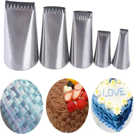 Basketweave Piping Tip Set, Stainless Steel Half Row Braided Flower Mouth Nozzles {1}