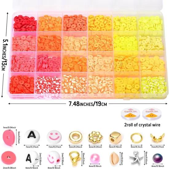 Friendship Bracelet Kit, 16800pcs, 96 Colors Polymer Clay Beads & 24 Colors Glass Seed Beads, 400 Letters Beads，Bracelet Making Kit for DIY Jewelry Making&Friendship Bracelet Making {3}