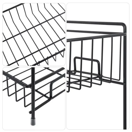 2 Tier Metal Spice Rack Freestanding Spice Storage Shelf, Black {3}