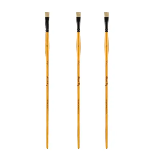 Mimik Hog Professional Synthetic Hog Bristle Paint Brush- Versatile Alternative to Natural Hog Hair Paint Brushes for Oil Painting, Acrylics, Inks, Gouache, Watercolors- Bright- 3 Packs {1}