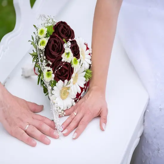 16PCS Burgundy Flowers Artificial Silk Roses with Stems for Wedding Bouquets Party Bridal Shower Home Decor {4}