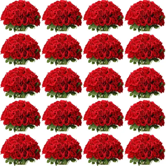 150 Pcs Artificial Rose Flowers Bouquet Bulk (Red) {1}