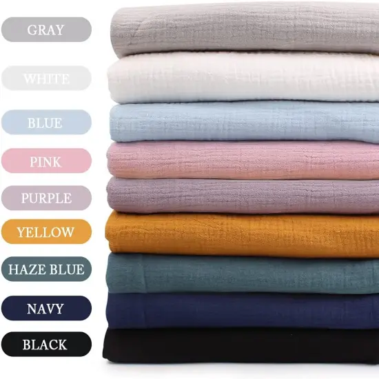 Wrinkle Gauze Cotton Material Quilting Sewing Craft Fabric Table Runners 1 Yard, White) {2}