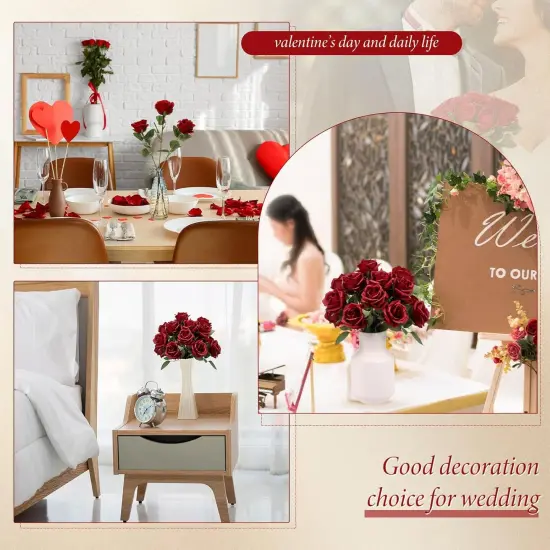 Realistic Silk Fake Roses Bouquet for Home Wedding Centerpieces Party Table {6}