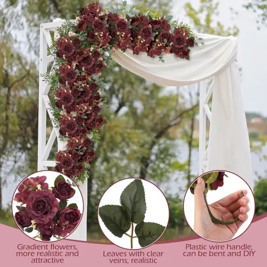 16 Packs Artificial Peony Flowers Faux Peonies Bouquet {3}