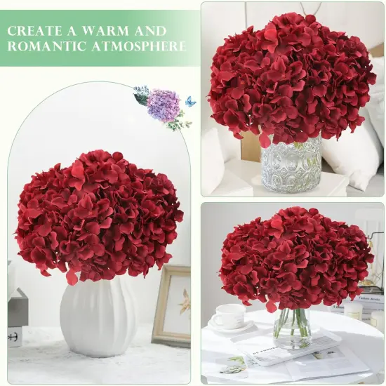 Burgundy Artificial Flower Bouquets - 10pcs Heads {2}