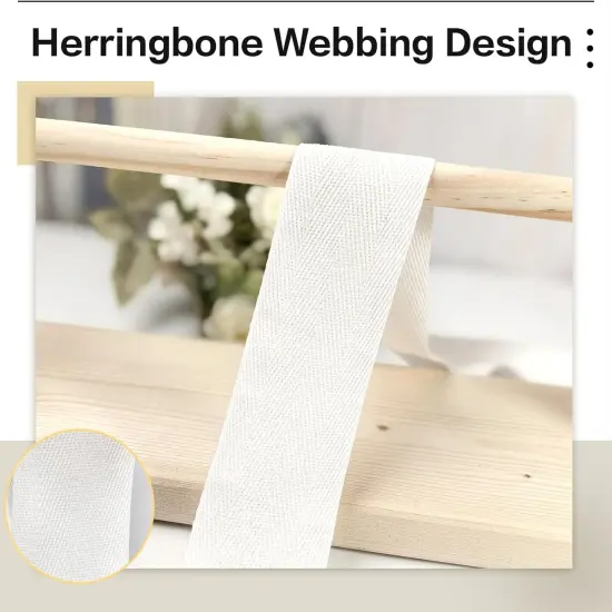 2 Inch White Cotton Herringbone Twill Tape - 15 Yards {2}