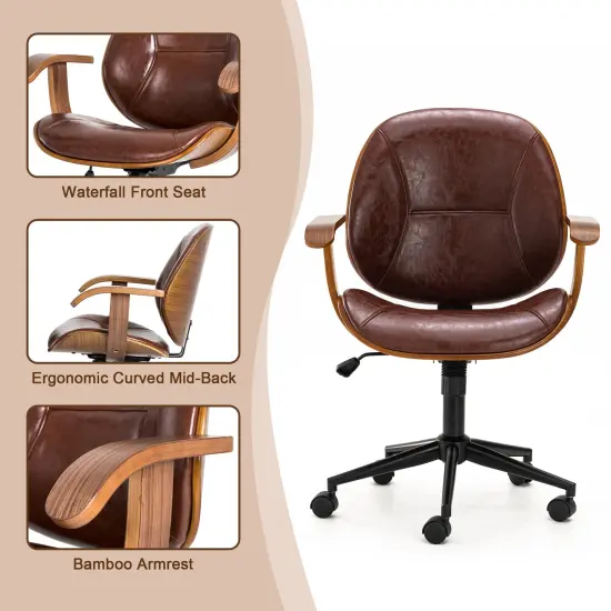 Modern Ergonomic Faux Leather Gaslift Adjustable Swivel Office Task Chair Russet {5}