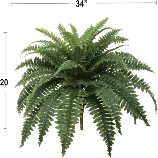 2-Pack UV-Resistant Boston Fern - 34" Artificial Plant with 49 Lifelike Fronds by Floral Home {3}