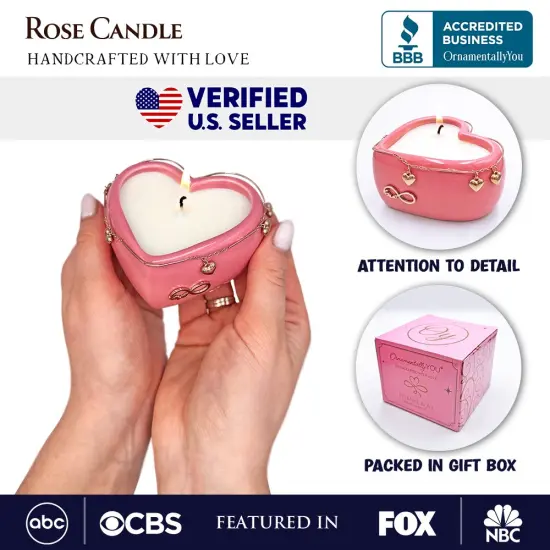 Heart Shaped Eternal Love Candle, Romantic Rose Scented Gift with Pendant for Her {3}