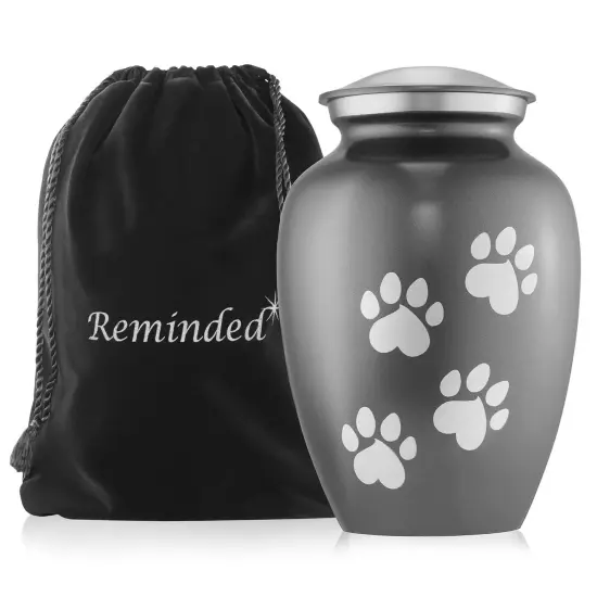 Pet Urn for Dog & Cat Ashes - Cremation Memorial Medium Gray Urn to 70 lbs {4}