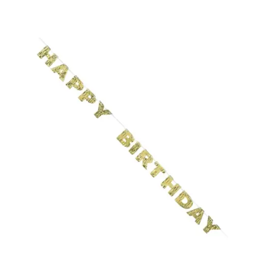 Gold Happy Birthday Fringe Banner &ndash; 8 Ft | Metallic Gold Party Decoration for Milestone Birthdays & Celebrations {4}