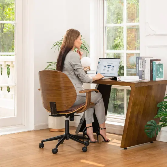Modern Ergonomic Faux Leather Gaslift Adjustable Swivel Office Task Chair Russet {7}