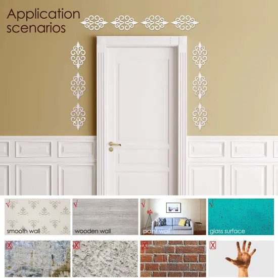 32 Pcs Acrylic Mirror Wall Stickers Home Decor Mirror Decals Silver Mirror Wall {3}