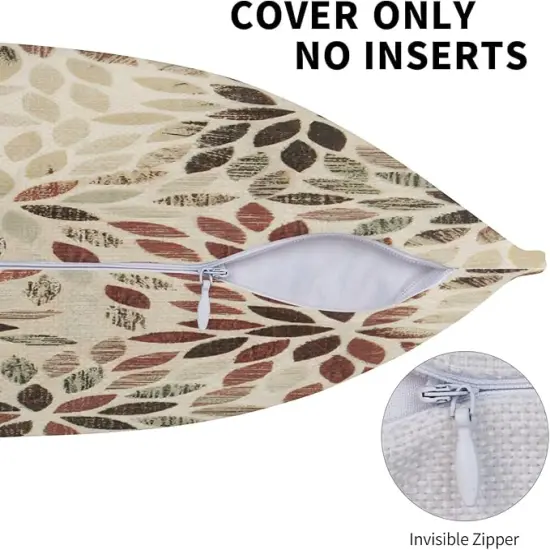 Burgundy Red Brown Pillow Covers 18x18 Inch Set of 2 Summer Rust Geometric Flower Outdoor Decorative Throw Pillows Farmhouse Dahlia Pillow Case Linen Square Cushion Cover for Home Sofa Bedroom {4}