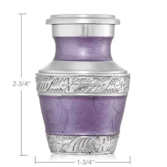 Keepsake Cremation Urn for Human Ashes, Lavender and Silver with Velvet Case {2}
