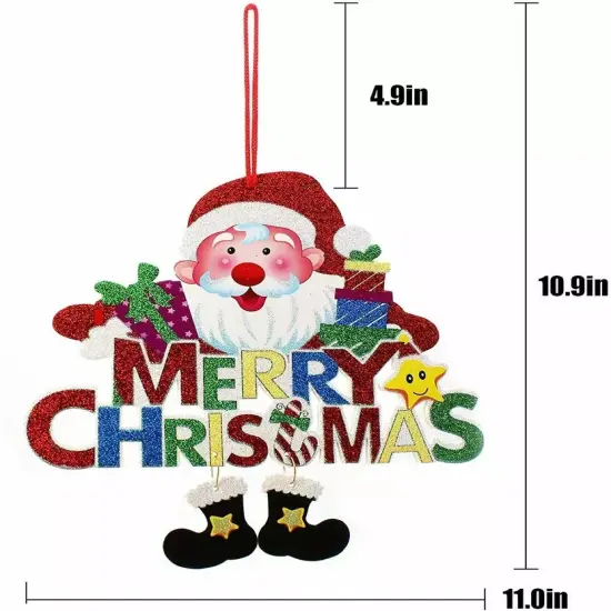 Merry Christmas Glitter Door Hanger Christmas Tree Ornament Signs Pattern B 2pcs {2}