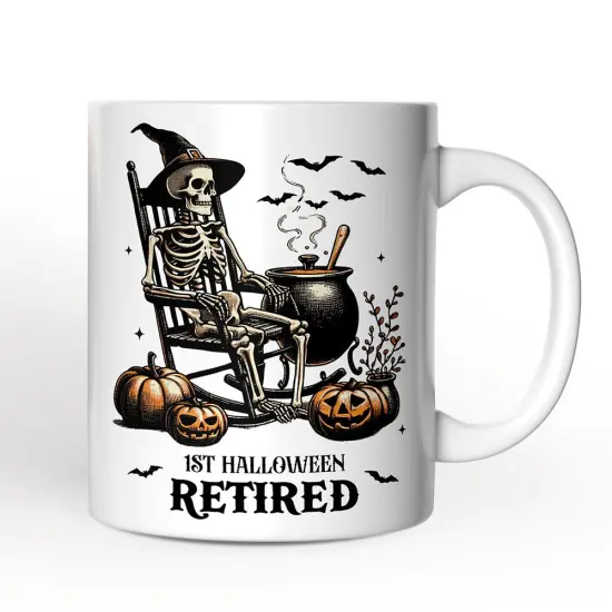 Funny Retired Skeleton Mug, Halloween Mug Gift {1}
