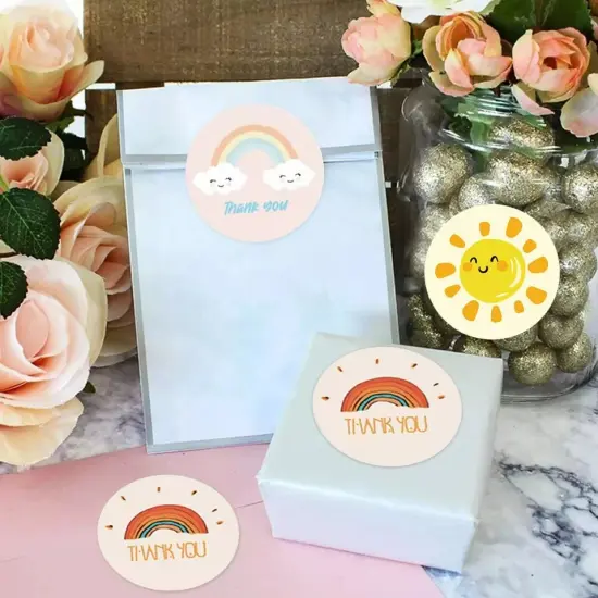 1000Pcs Round 1 inch Sun Rainbow Stickers Roll Thank You Self-Adhesive Stickers {2}