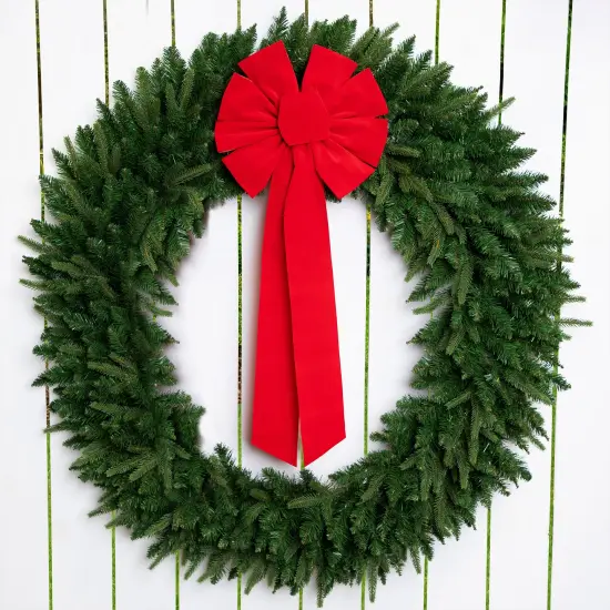 Northlight 14" x 34" Red 9-Loop Velveteen Christmas Bow Decoration {3}