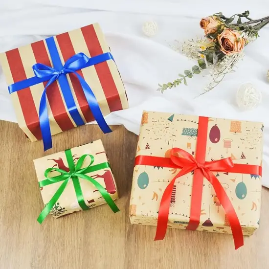 Solid Double Face Fabric Ribbon, 1" X 25 Yards, Polyester Satin Ribbons Perfect for Crafts, Gift Package Wrapping, Wedding Decorations, Baby Shower - Red {4}