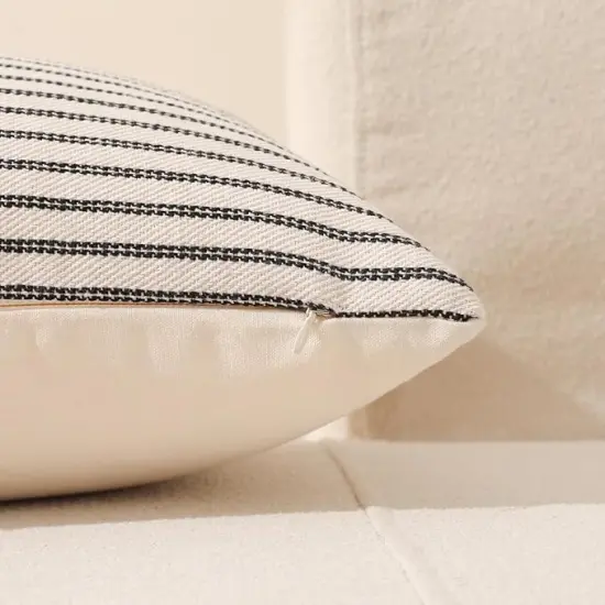 Black and Beige Patchwork Farmhouse Throw Pillows Covers 18 x 18 Inch, Pack of 2 Striped Decorative Pillow Case for Sofa Couch Bed Chair Modern Boho Decor(Black) {4}