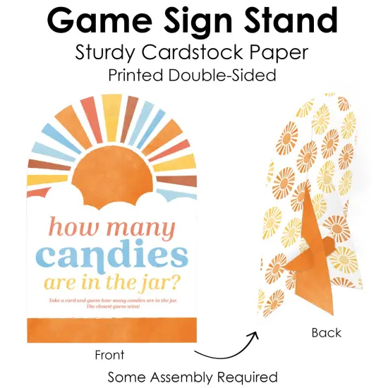 Big Dot of Happiness Retro Sunshine How Many Candies Are In The Jar, Themed Here Comes The Son Baby Shower Game, Candy Guessing Party Activity - 1 Paper Stand and 40 Cards {5}