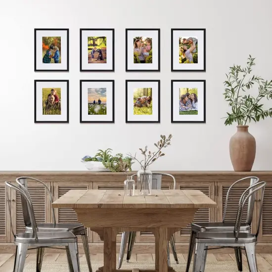 Black 8x10 Picture Frame Set of 10, Matted to 5x7 Picture with Mat or 8x10 Photo without Mat {4}