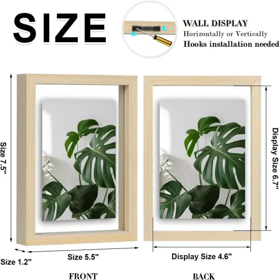 5x7 Floating Frames Set of 2, Double Plexiglass Picture Frame {2}