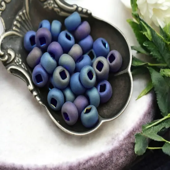 50G Transparent Matte Dk Blue AB Czech 2/0 Seed Beads {2}