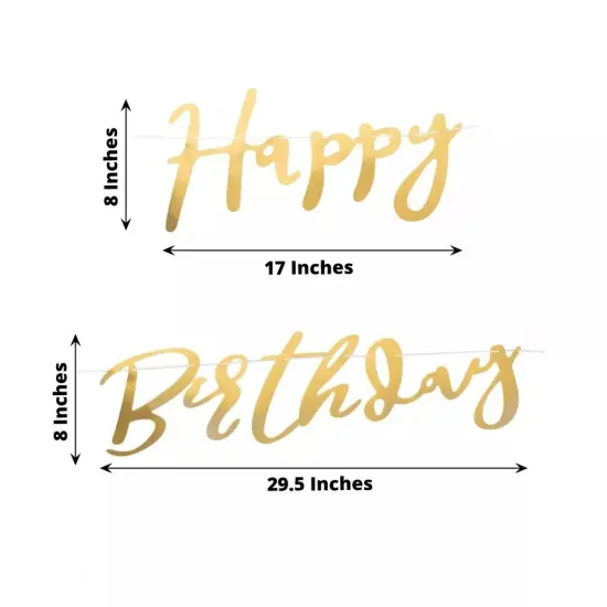 10 feet Gold Metallic Happy Birthday Paper Hanging Party GARLAND Events Supplies {3}