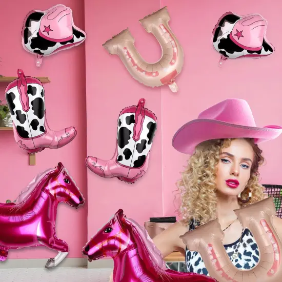 Pink Cowgirl Hat Boot Horse Latex Balloons(pink) {5}