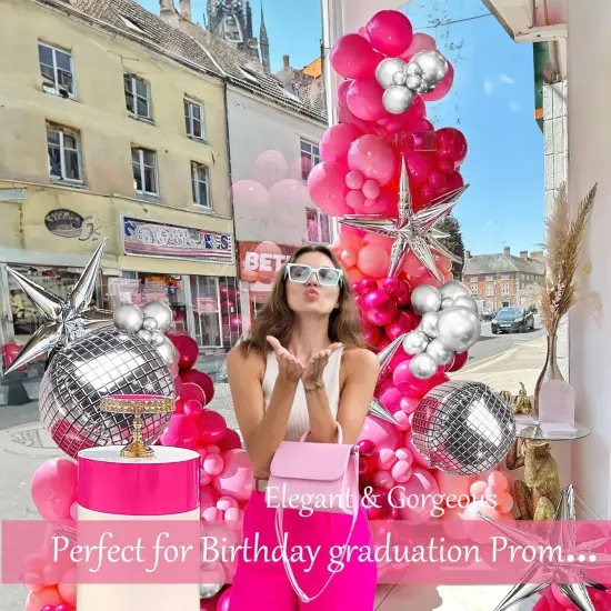 Hot pink and silver disco balloon(Hot Pink and Silver) {2}