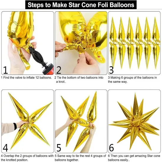 50 Pcs Hot Pink Foil Cone Star Balloons(26 Inch Hot Pink) {6}